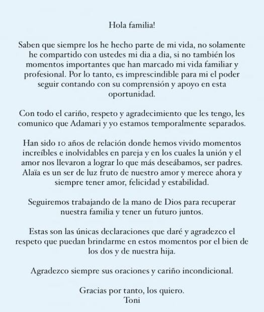 Adamari López y Toni Costa se separan tras 10 años de relación