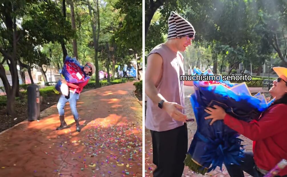 German Garmendia recibe flore4s del patrón.
Foto: Captura de pantalla en TikTok