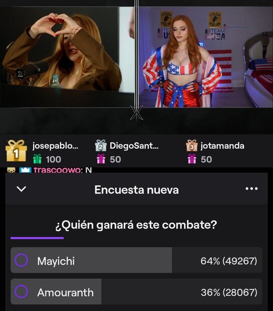 Así se ven las encuestas de Twitch. Fuente: Captura pantalla