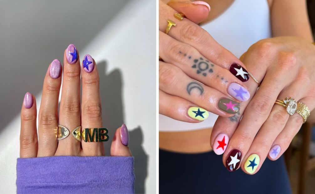 Las estrellas se plasman en gran tamaño. Foto: Especial. Instagram @thenaillologist @bb.claws