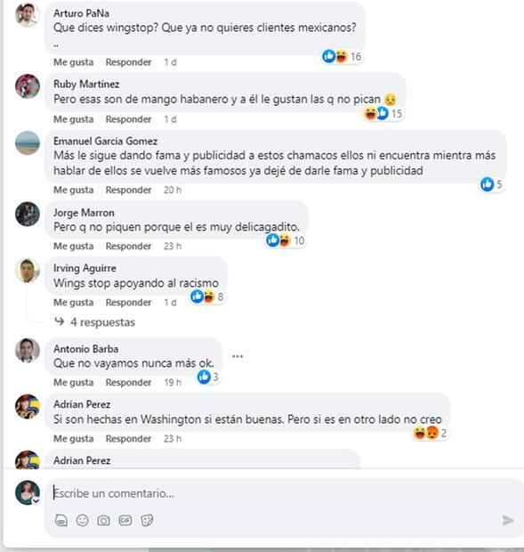 Comentarios. Captura de Facebook