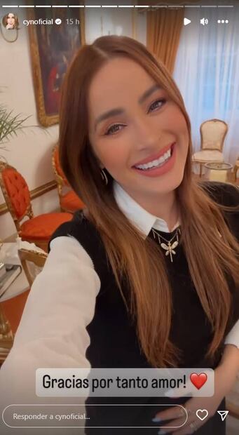 La conductora de 38 años, feliz por estar embarazada de Carlos Rivera. Foto: Instagram cynoficial.