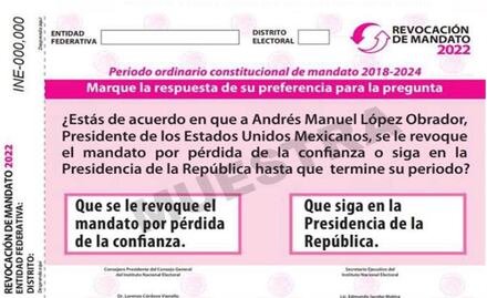 TEPJF rechaza modificar la boleta para la consulta de revocación de mandato de AMLO