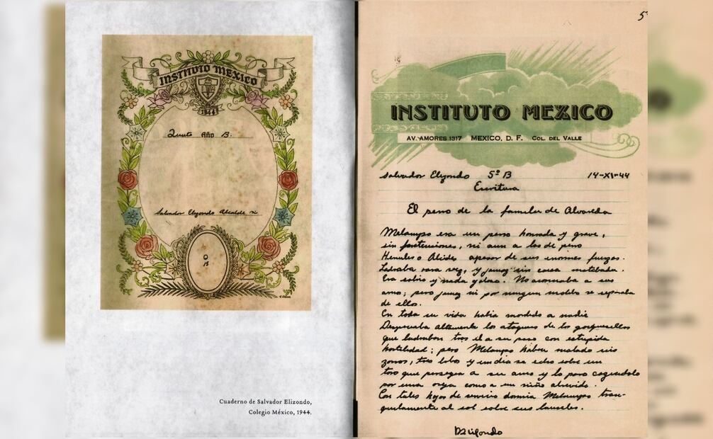 Cuaderno escolar del escritor Salvador Elizondo. Foto: Archivo Salvador Elizondo