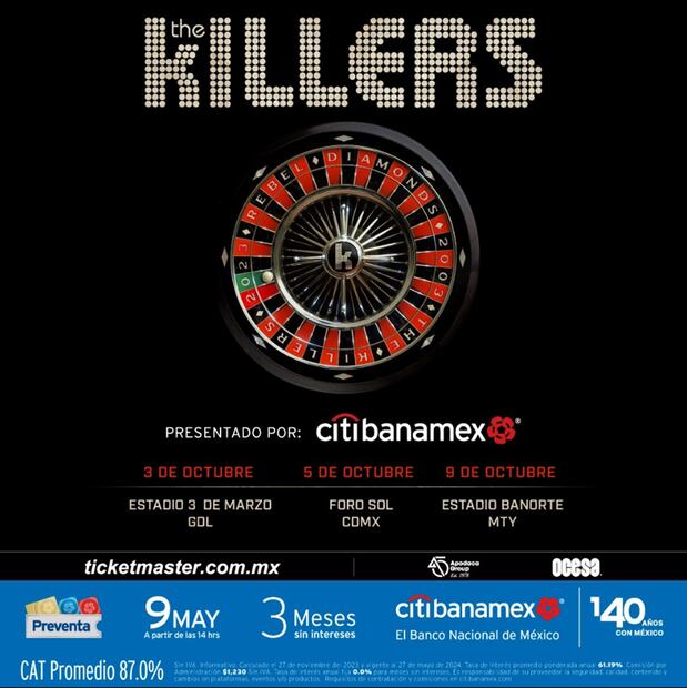 The Killers visitó nuestro país por última vez en 2023, cuando formó parte del festival Tecate p´al norte. 
Foto: Instagram