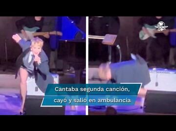 Alejandra Guzmán cae en el escenario, suspende show y sale en ambulancia