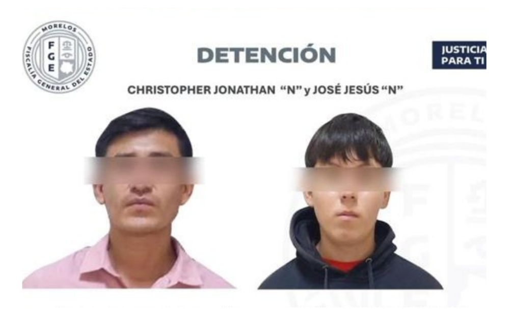 Dos hombres fueron detenidos en Jiutepec por falsificación de facturas, licencias y placas para motocicletas (11/07/2025). Foto: Especial