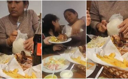 Madre de familia lleva bolsa escondida de arroz a restaurante 