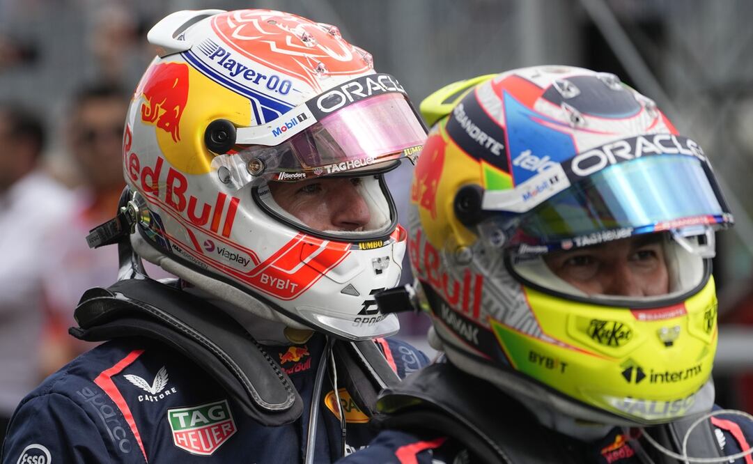 Max Verstappen y Checo Pérez tras el GP de Austria - Foto: AP