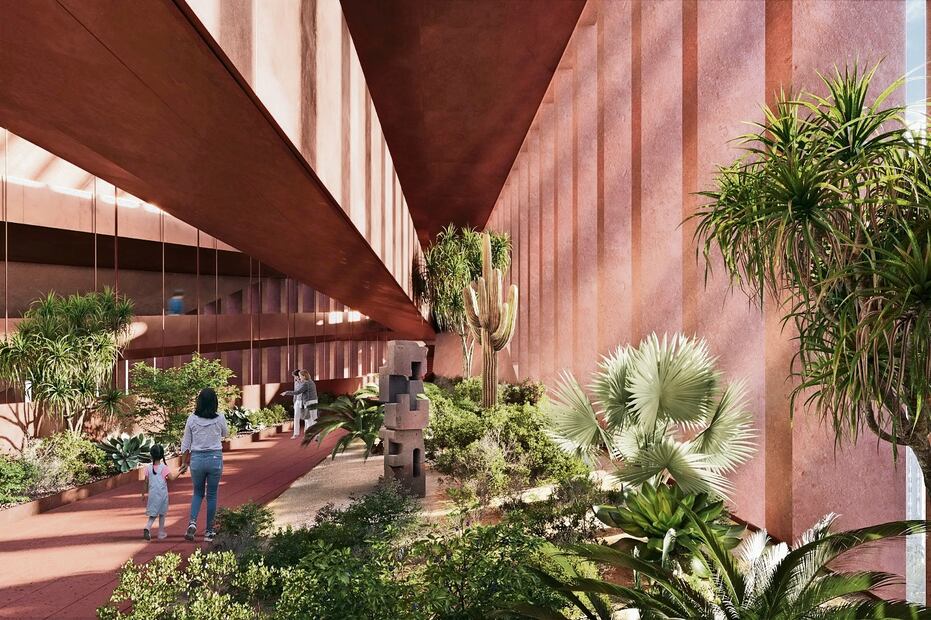 Representación de los jardines que se contemplan en el diseño de la obra. En los sótanos, donde estará la documentación histórica, se reproducirá un bosque mesófilo bajo, típico de Oaxaca, Puebla y Veracruz. Foto: Sedatu