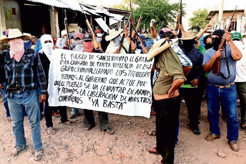 Civiles armados de San Jerónimo El Grande exigieron un alto a la violencia (CORTESÍA)