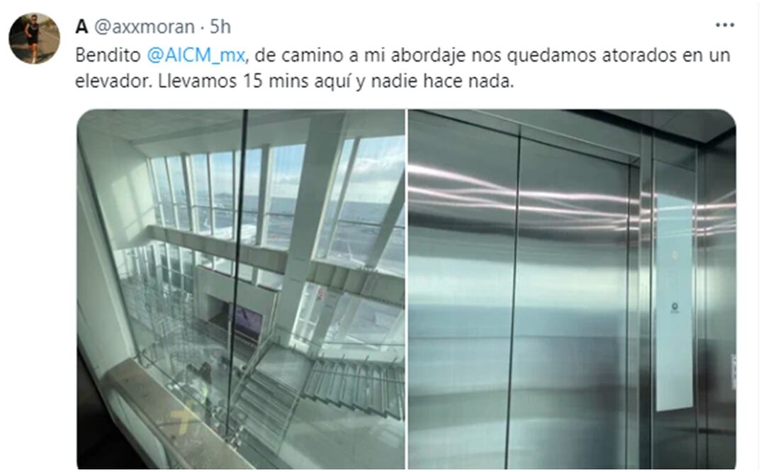 AICM: Pasajeros se atora en elevador. Foto: Especial
