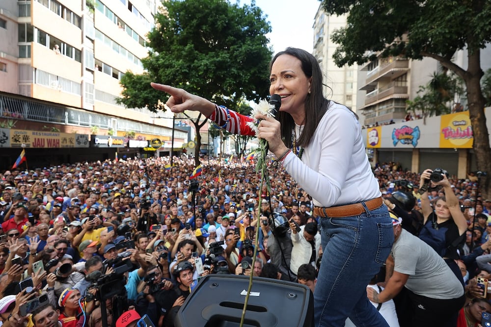 Fotografía de archivo de la líder opositora de Venezuela María Corina Machado, ganadora del Premio Nobel de la Paz 2025 "por su incansable labor en la promoción de los derechos democráticos del pueblo venezolano y por su lucha por lograr una transición justa y pacífica de la dictadura a la democracia", según anunció este viernes el Comité Nobel noruego, con sede en Oslo. Foto: EFE/Archivo