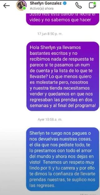 Sherlyn, señalada públicamente por "robarse" ropa de una diseñadora