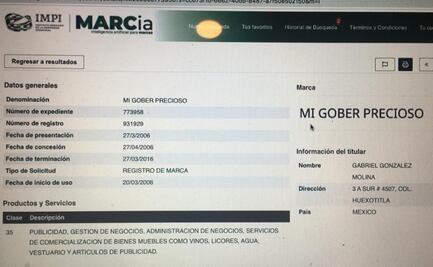 “Mi gober precioso” buscó ser una marca registrada para comercializar vinos y licores