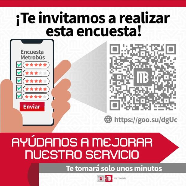 Metrobús lanza encuesta para mejorar el servicio y atender las necesidades de los usuarios. Foto: Especial