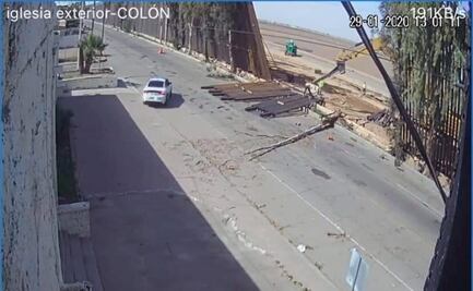 Viento tira fragmento del muro fronterizo de EU en Mexicali