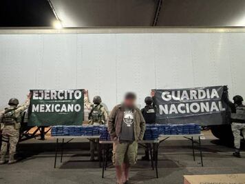 Aseguran 380 kilos de cocaína en Puesto Militar de San Luis Río Colorado, Sonora; hay una persona detenida 