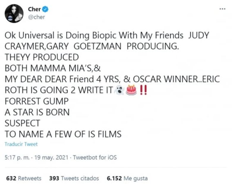 Cher tendrá película biográfica al estilo "Bohemian Rhapsody"