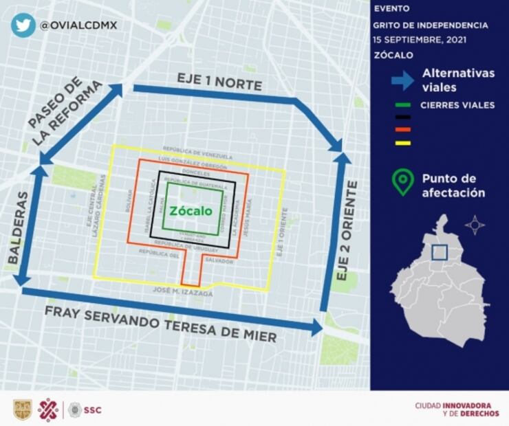 Estas son las calles que estarán cerradas durante las fiestas patrias en el Zócalo capitalino
