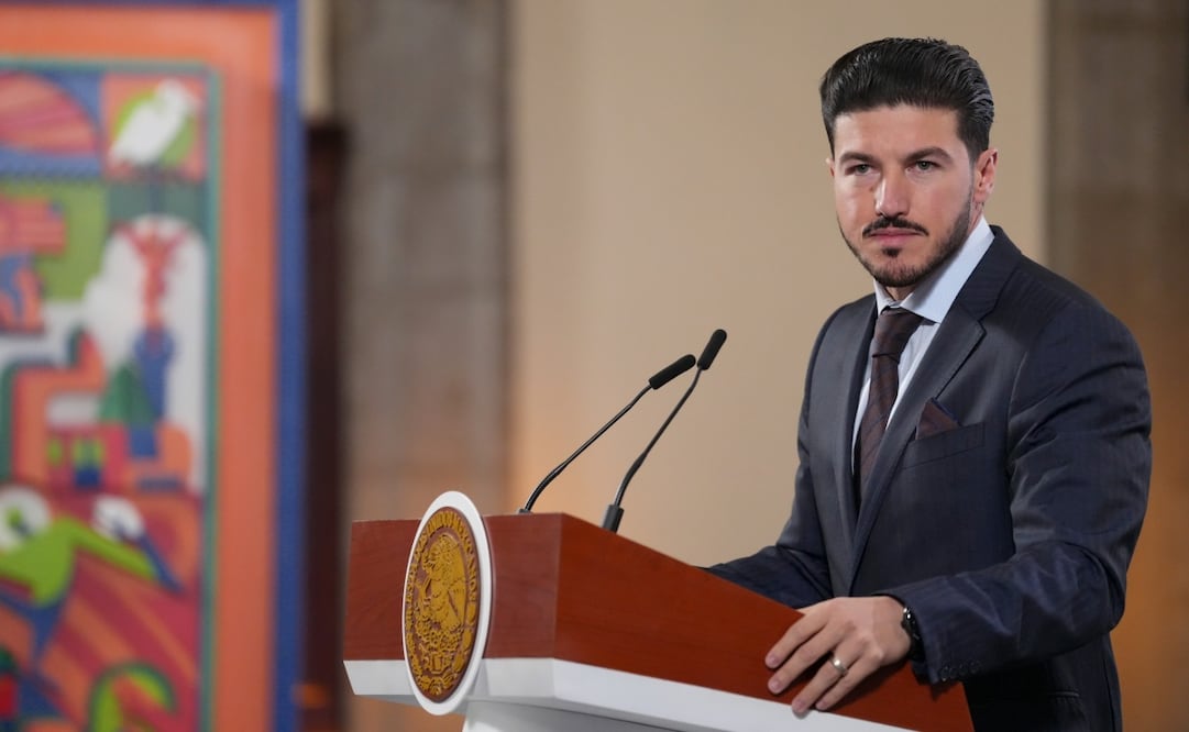 Samuel García, gobernador de Nuevo León, en la conferencia matutina del 27 de noviembre de 2025. Foto: Presidencia