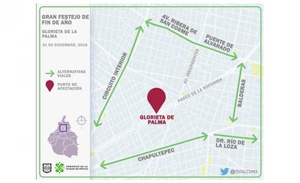 Habrá cierres viales en Reforma por festejos de Año Nuevo