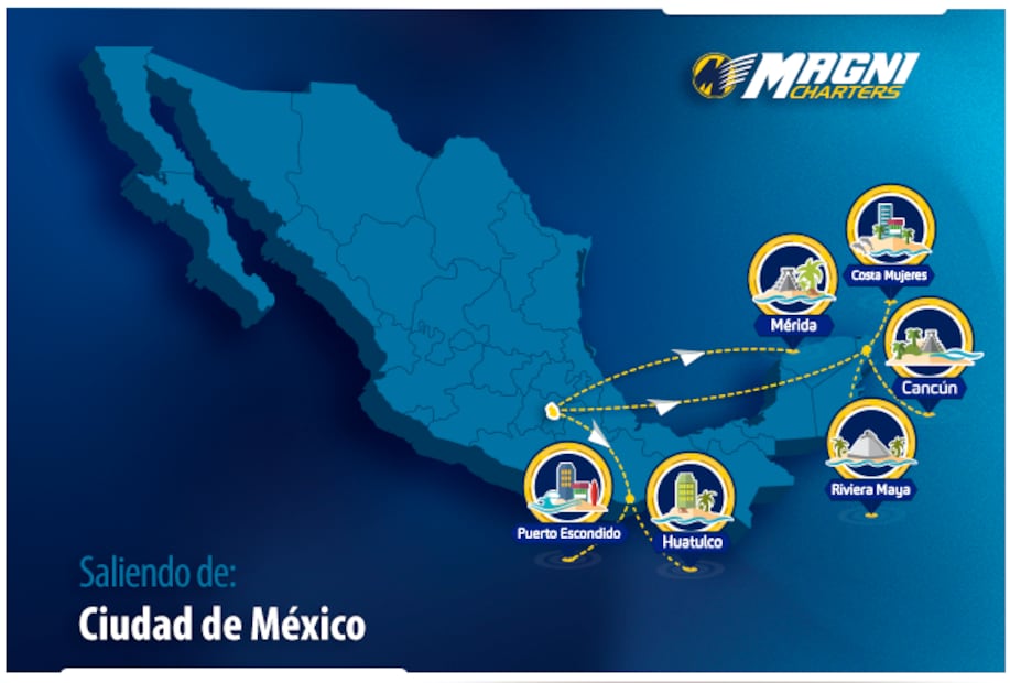 Destinos desde el AICM. Foto: Magnicharters