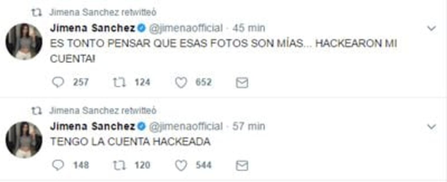 Hackean Twitter de Jimena Sánchez 