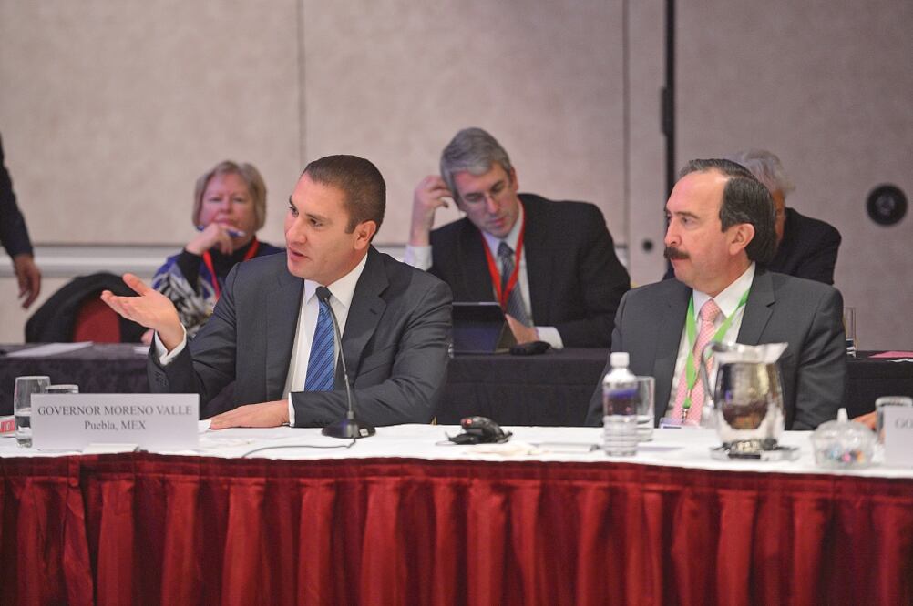 El gobernador Rafael Moreno Valle, durante su participación en los foros de discusión de la 2015 North American Governors and Premiers (Especial)