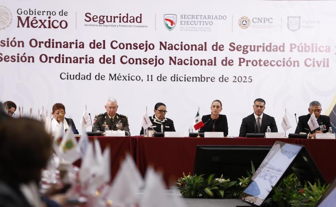 Claudia Sheinbaum encabeza la 52 Sesión Ordinaria del Consejo Nacional de Seguridad Pública en Palacio Nacional (11/12/2025). Foto: Diego Simón Sánchez / EL UNIVERSAL