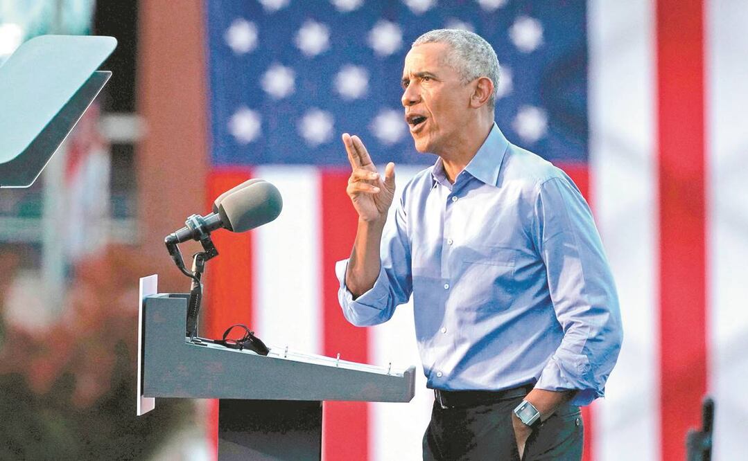 Barack Obama, ayer en un mitin en apoyo al candidato Joe Biden. Foto: ALEX EDELMAN. AFP