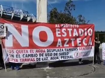 Habitantes de Coyoacán se manifiestan en contra del megaproyecto en el Estadio Azteca