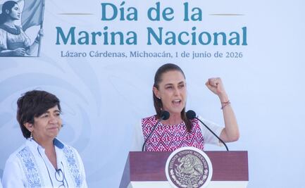 Ante Marina, Sheinbaum alerta por campañas de mentiras desde el exterior; "que viva nuestra soberanía marítima", dice
