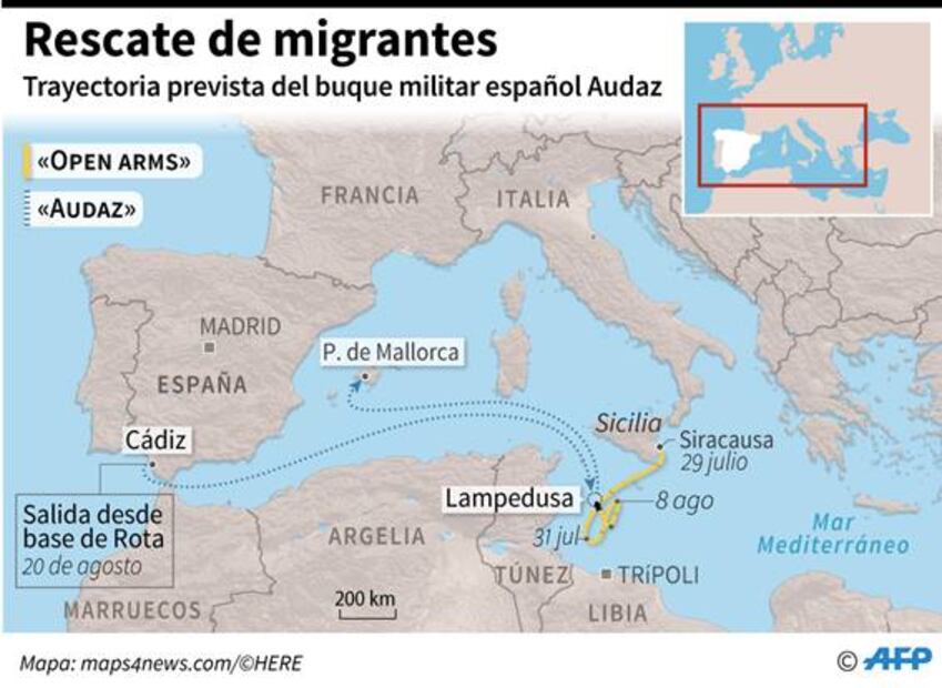 Fiscalía de Italia ordena incautar el barco Open Arms y el desembarco de migrantes