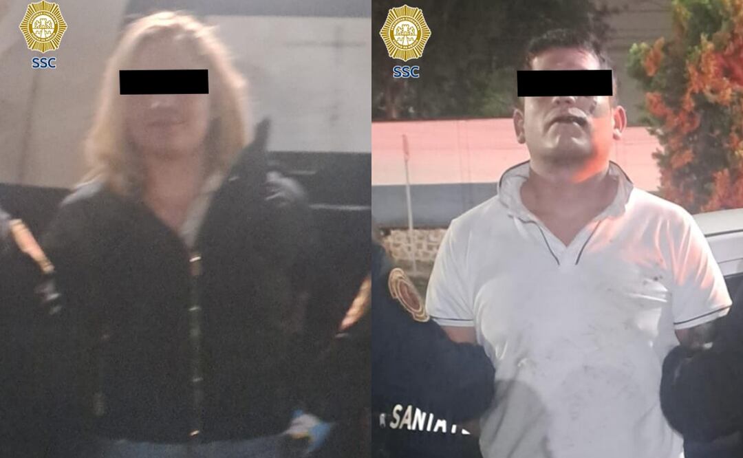 Mujer y hombre detenidos tras presuntamente agredir a elementos de la Policía Bancaria e Industrial (PBI) en calles de la alcaldía Álvaro Obregón (28/06/2025). Foto: Especial