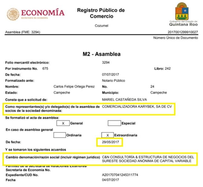 Cozumel First Class fue modificada en su nombre a Karybek y C&N Consultoría. Foto: Especial