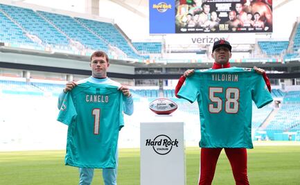El peculiar careo del "Canelo" Álvarez con Yildirim en estadio de los Dolphins