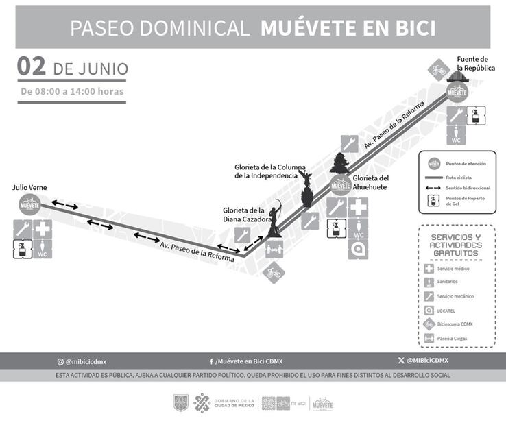 Ruta Paseo Dominical “Muévete en Bici”. Foto: Especial