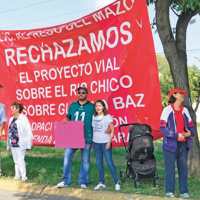 Mexiquenses se oponen a obra que uniría la autopista de cuota Naucalpan-Ecatepec y el Viaducto Elevado Bicentenario. Foto/REBECA JIMÉNEZ. EL UNIVERSAL