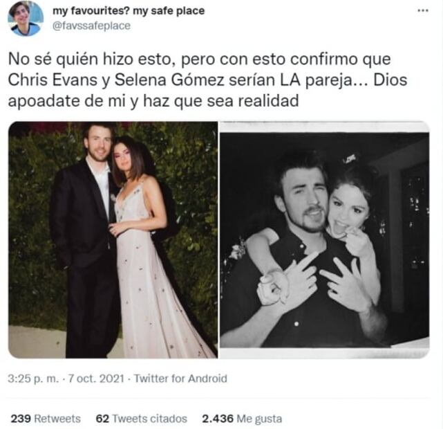 Idea de un posible romance entre Selena Gomez y Chris Evans enloquece a fans