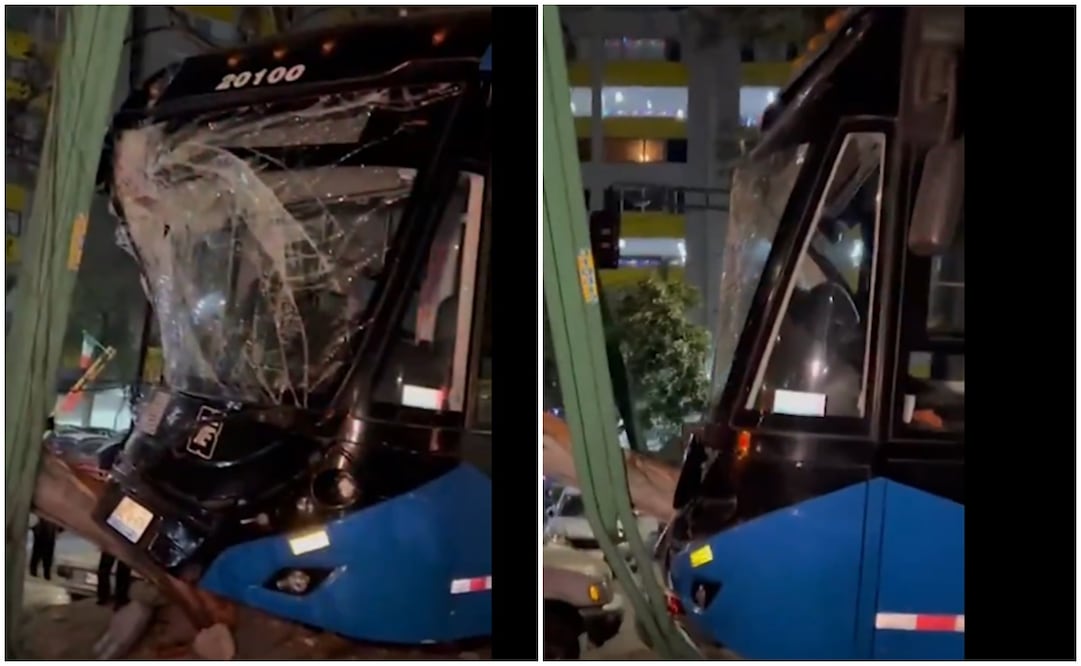 Trolebús se impacta contra árbol en Eje Central. Foto: Especial