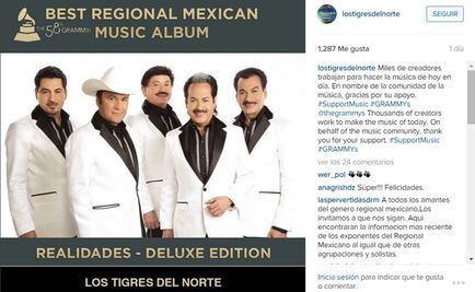 Los Tigres, sorprendidos tras ganar Grammy