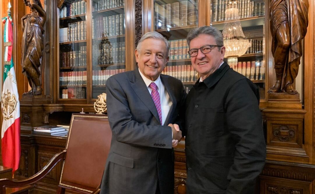 El presidente Andrés Manuel López Obrador y Jean-Luc Mélenchon. Foto: Twitter @lopezobrador_