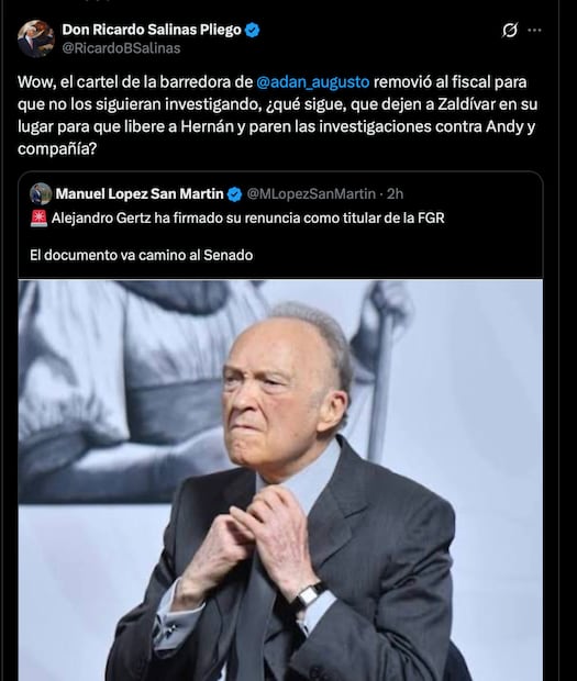 Salinas Pliego reacciona a renuncia del titular de la FGR. Foto: Captura de pantalla