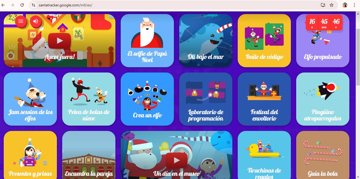 Santa Tracker de Google. Foto: Captura de pantalla