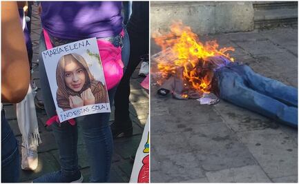 Oaxaqueñas exigen justicia para saxofonista: queman muñeco de Vera Carrizal