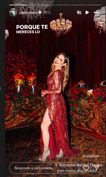 Vestido rojo de Cynthia
Foto: Instagram @carlosrivera