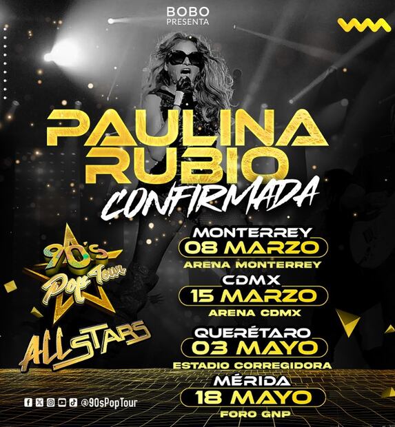 Paulina Rubio, presente en los 90's Pop Tour.