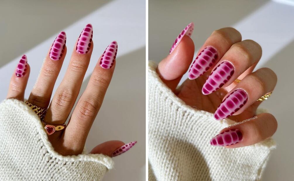 El burgundy luce hermoso en los diseños de uñas de temporada. Foto: Instagram @phoebesummernails