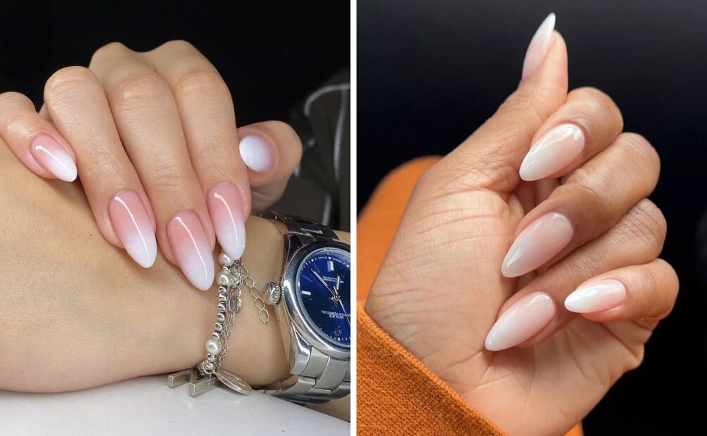 Un estilo de las famosas "milky nails" para elverano 2025. Foto: Especial. Instagram @dunya.nail.artist @paintedbyjools